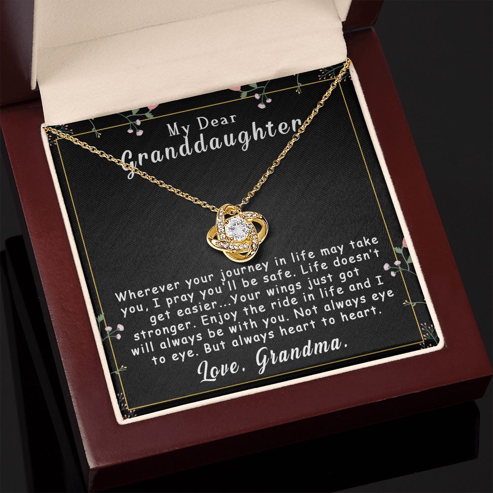 To My Granddaughter Necklace Gift - Always heart to heart - Love Knot #e163