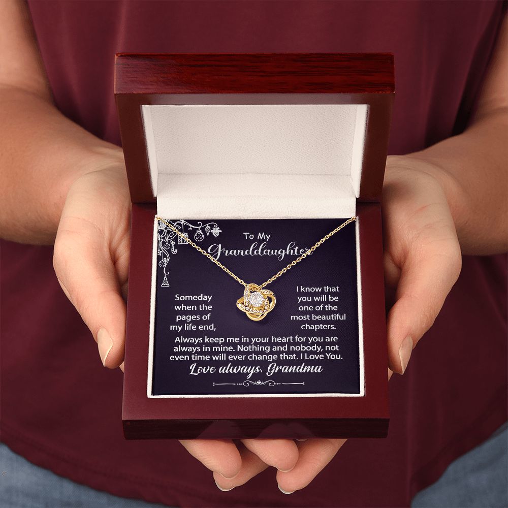 To My Granddaughter Necklace Gift - Always keep me in your heart - Love Knot #e159