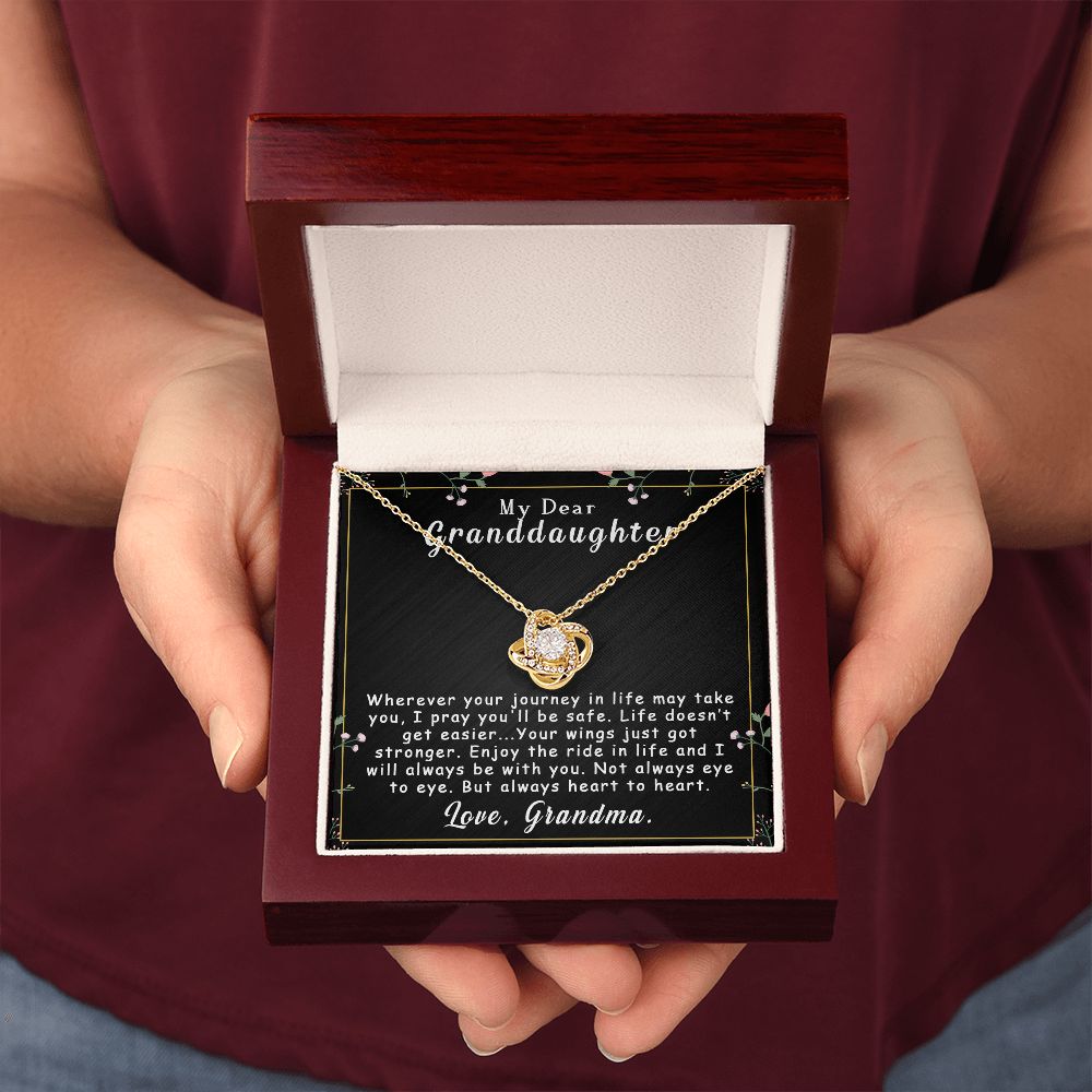 To My Granddaughter Necklace Gift - Always heart to heart - Love Knot #e163