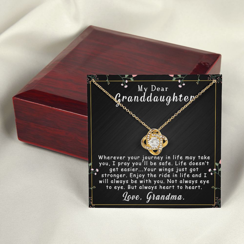 To My Granddaughter Necklace Gift - Always heart to heart - Love Knot #e163