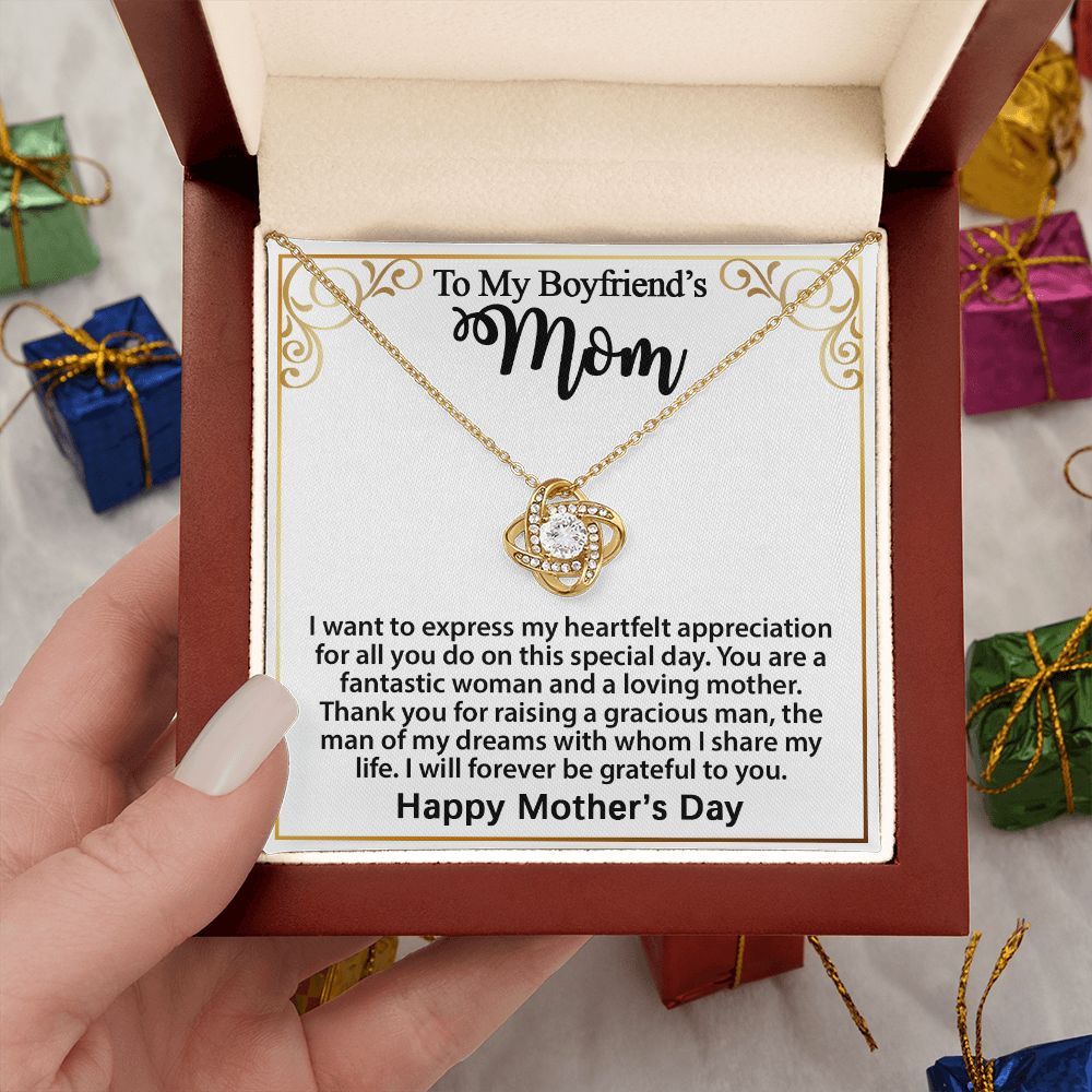 Gifts for Boyfriend's Mom: Gift For Boyfriend's Mom - To My Boyfriend's Mom Necklace, Mother's Day Birthday Xmas Ideas, Love Knot Jewelry Message Card For BF's Mother. Matched with a thoughtful message card. 