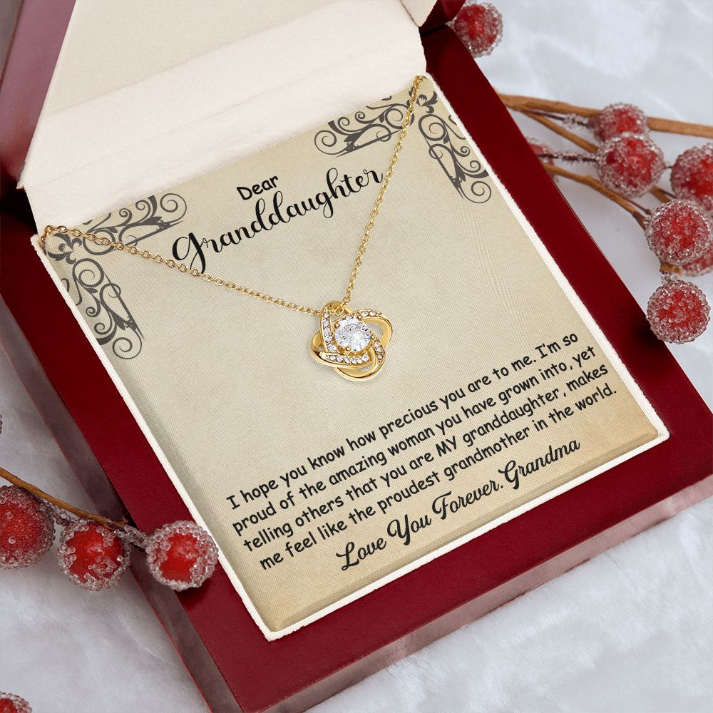 To My Granddaughter Necklace Gift - I hope you know - Love Knot #e160