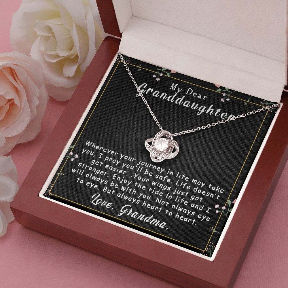 To My Granddaughter Necklace Gift - Always heart to heart - Love Knot #e163