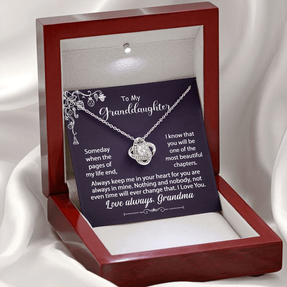 To My Granddaughter Necklace Gift - Always keep me in your heart - Love Knot #e159