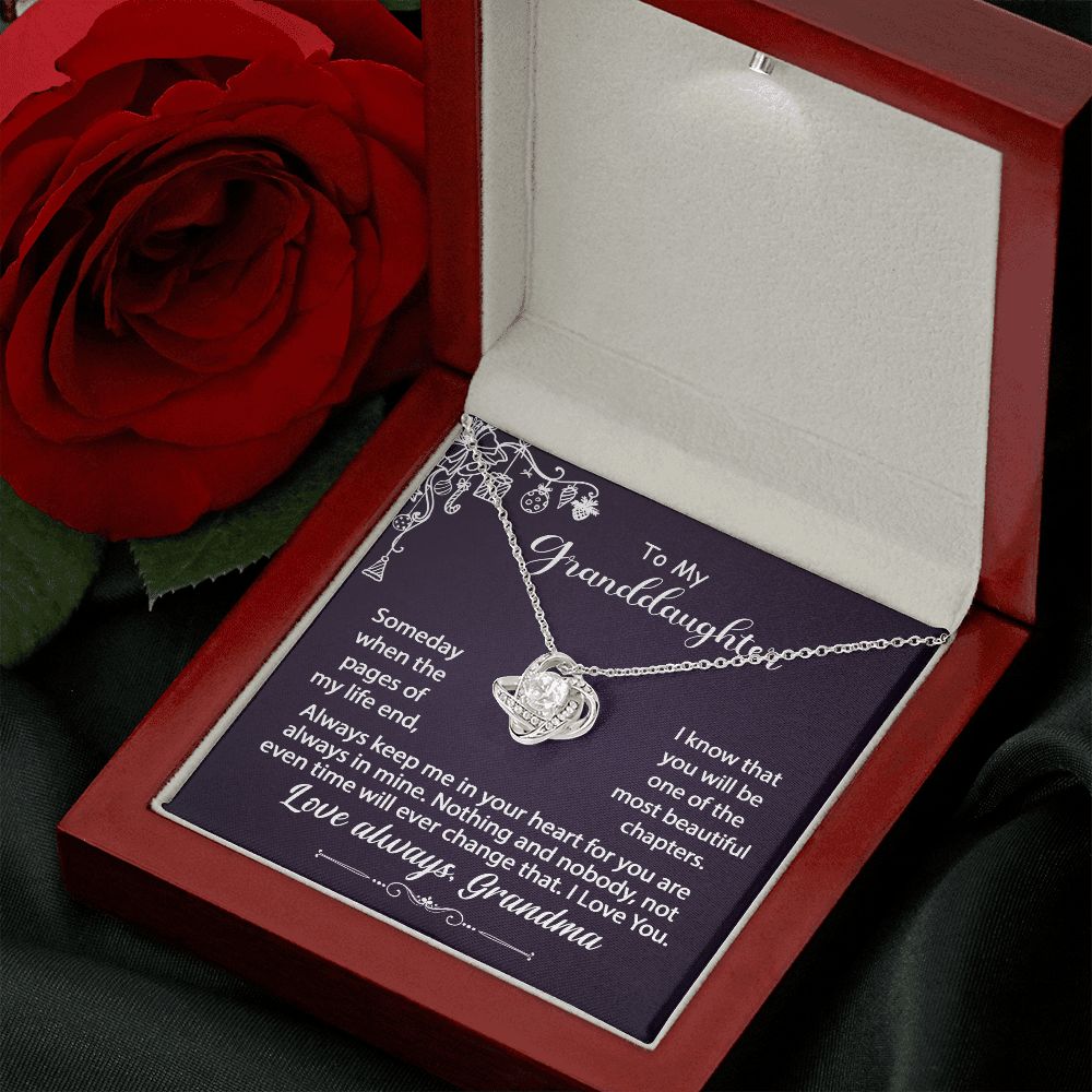 To My Granddaughter Necklace Gift - Always keep me in your heart - Love Knot #e159