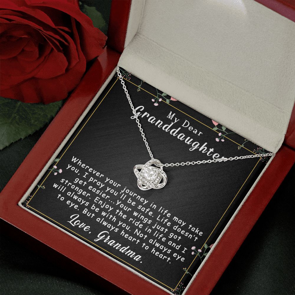 To My Granddaughter Necklace Gift - Always heart to heart - Love Knot #e163