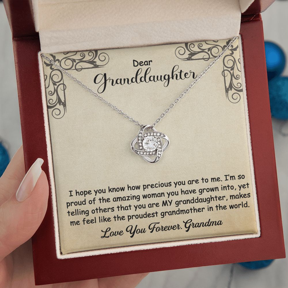 To My Granddaughter Necklace Gift - I hope you know - Love Knot #e160