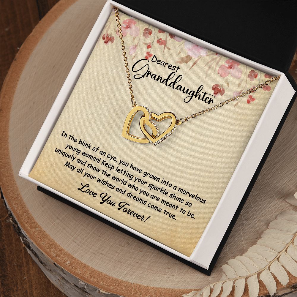 To My Granddaughter Necklace Gift - Interlocking Hearts necklace #e60