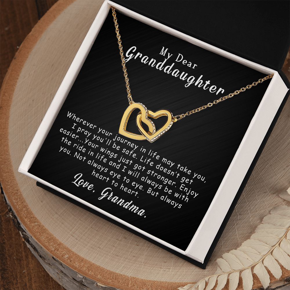 To My Granddaughter Gift  - I pray you'll be safe - Interlocking Heart Necklace #e64