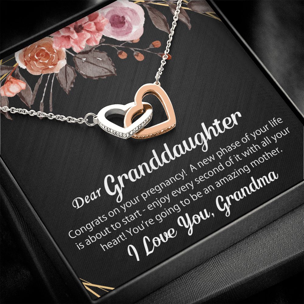 To My Granddaughter Gift On Her Pregnancy - Interlocking Hearts Necklace #e67