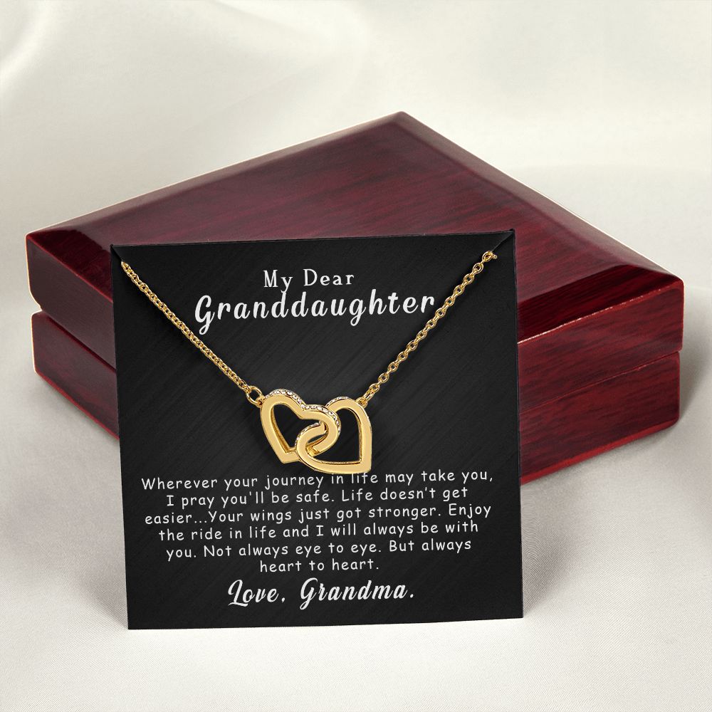 To My Granddaughter Gift  - I pray you'll be safe - Interlocking Heart Necklace #e64