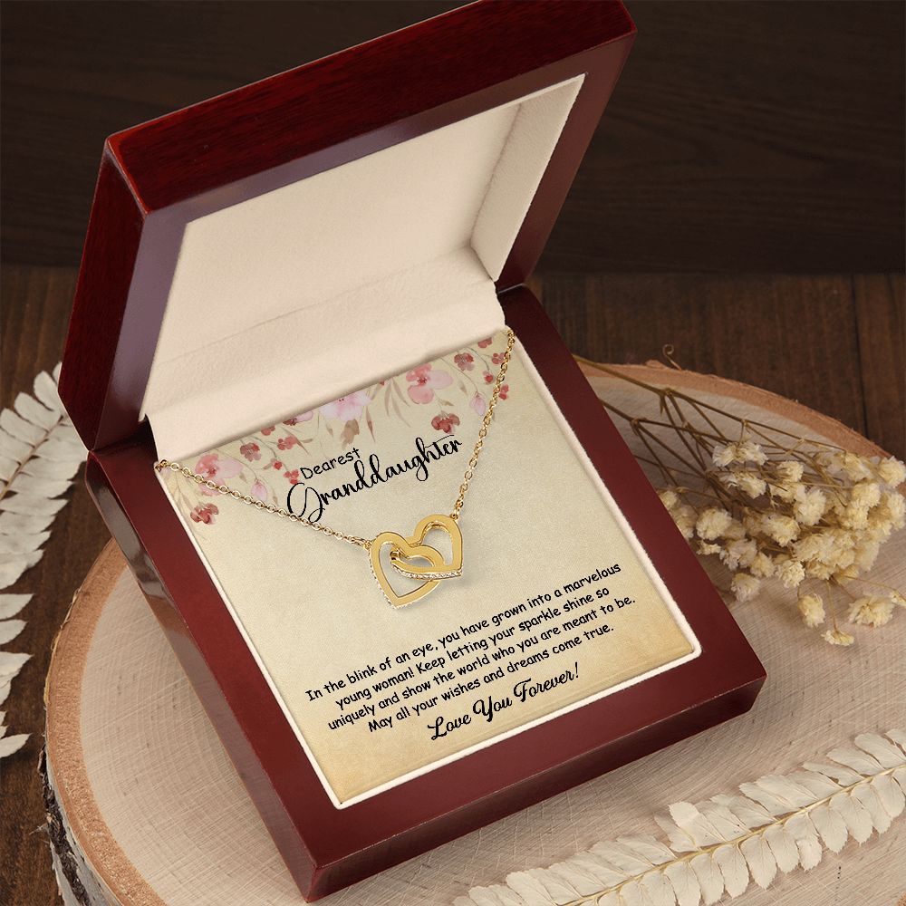 To My Granddaughter Necklace Gift - Interlocking Hearts necklace #e60