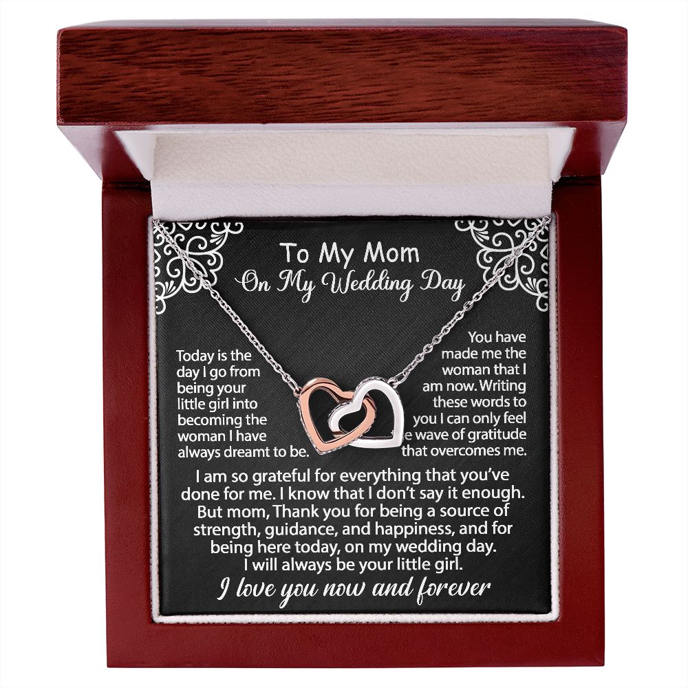 To My Mom Jewelry Gift Set On My Wedding Day - I am so grateful - Interlocking Hearts #e78