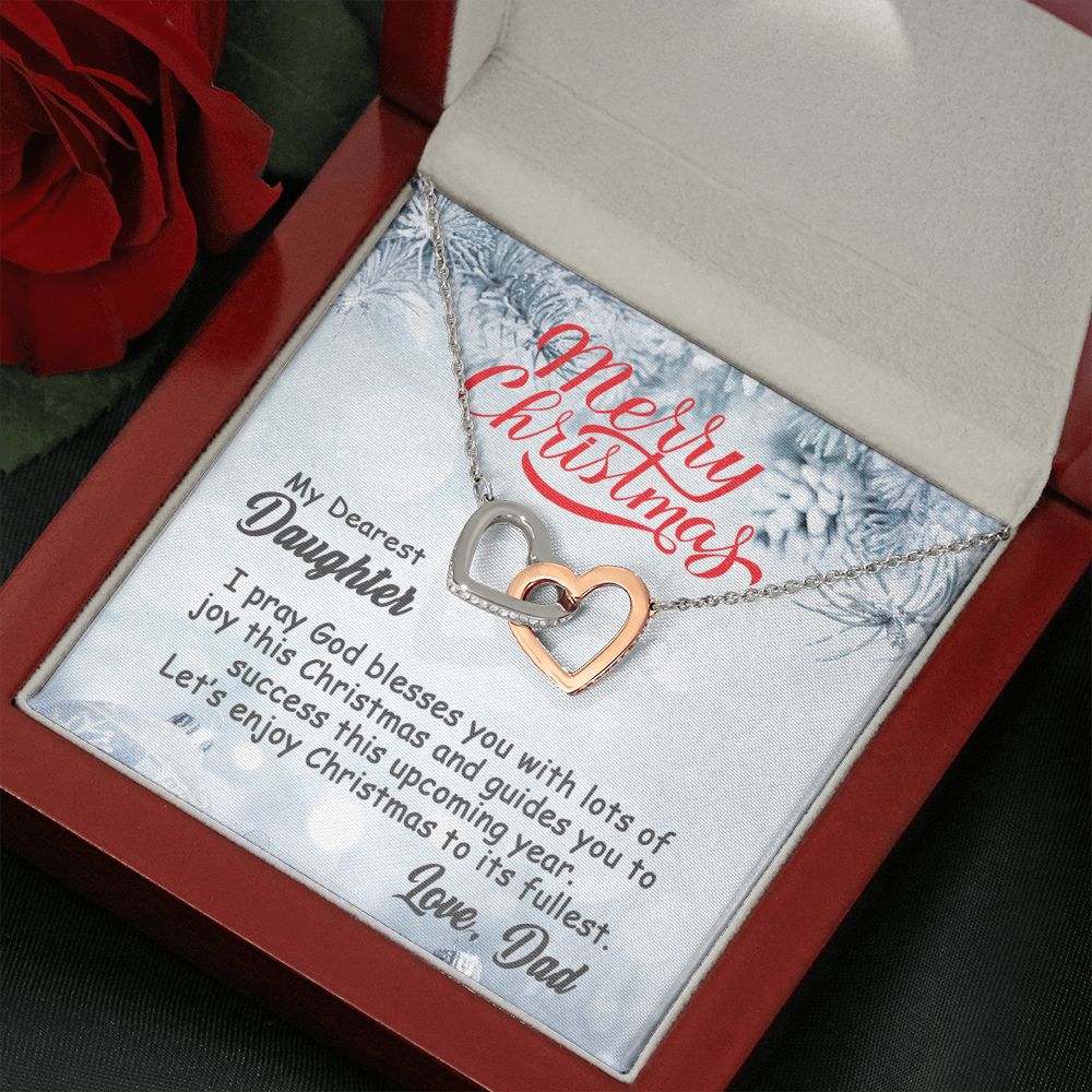 Personalized To My Daughter Interlocking Hearts Necklace From Dad - Merry Christmas #e194