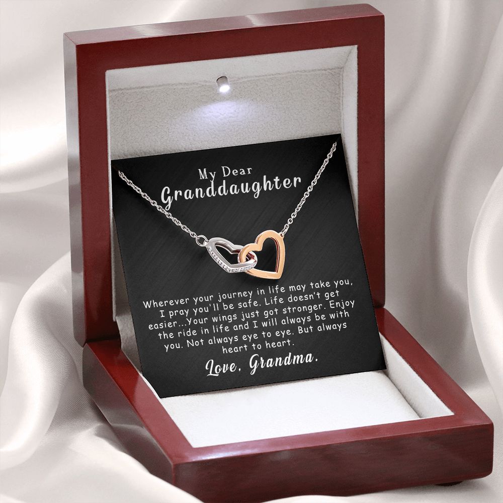 To My Granddaughter Gift  - I pray you'll be safe - Interlocking Heart Necklace #e64