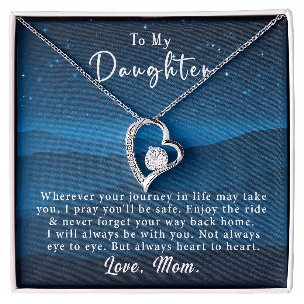 To My Daughter Forever Love Necklace Gift From Mom - Always heart to heart #e219