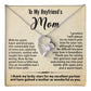 To My Boyfriend's Mom Necklace, Gift for Boyfriend's Mom, Mother's Day Birthday Ideas, Message Card Jewelry Present For BF's Mother #e259