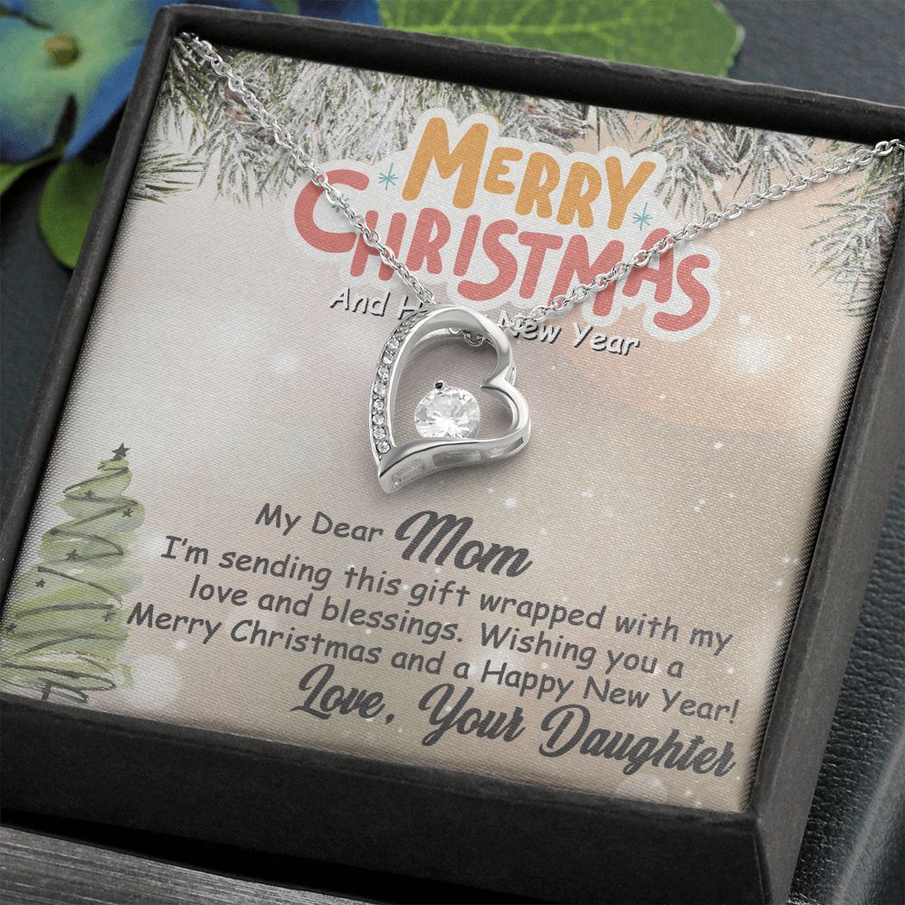 Personalized To My Mom Forever Love Necklace From Daughter & Son - Merry Christmas gift wrapped with my love #e203