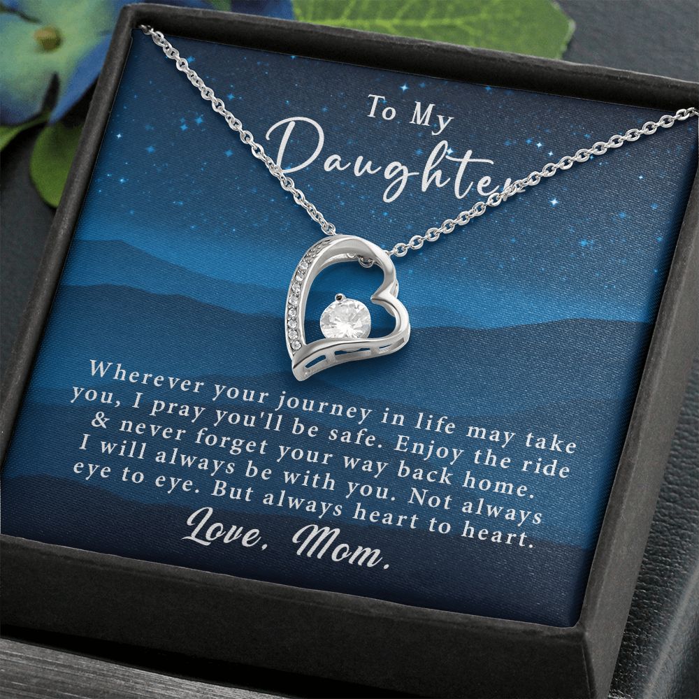 To My Daughter Forever Love Necklace Gift From Mom - Always heart to heart #e219