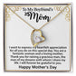 Gift For Boyfriend's Mom - To My Boyfriend's Mom Necklace, Mother's Day Birthday Ideas, Forever Love Jewelry Message Card For BF's Mother #e262