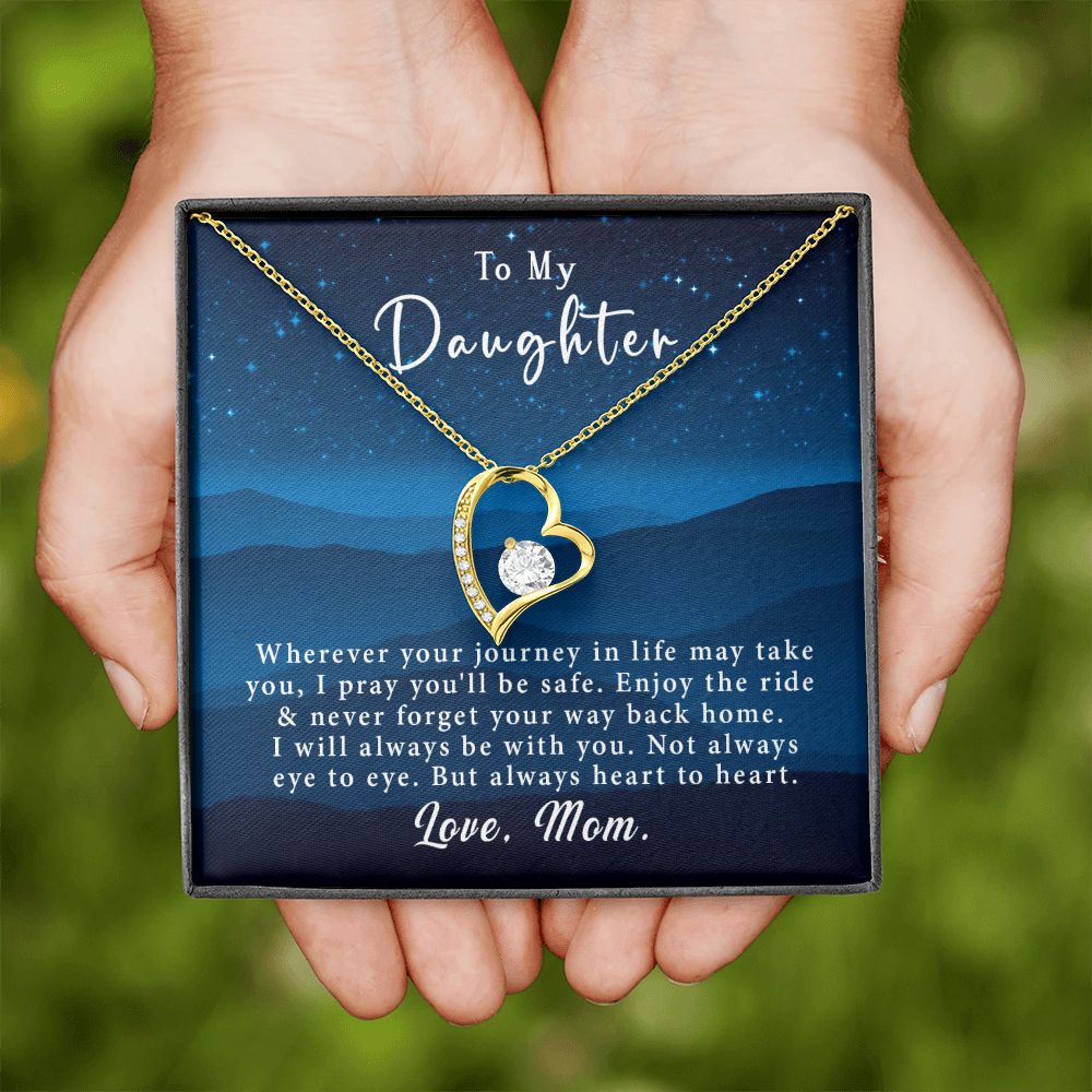 To My Daughter Forever Love Necklace Gift From Mom - Always heart to heart #e219