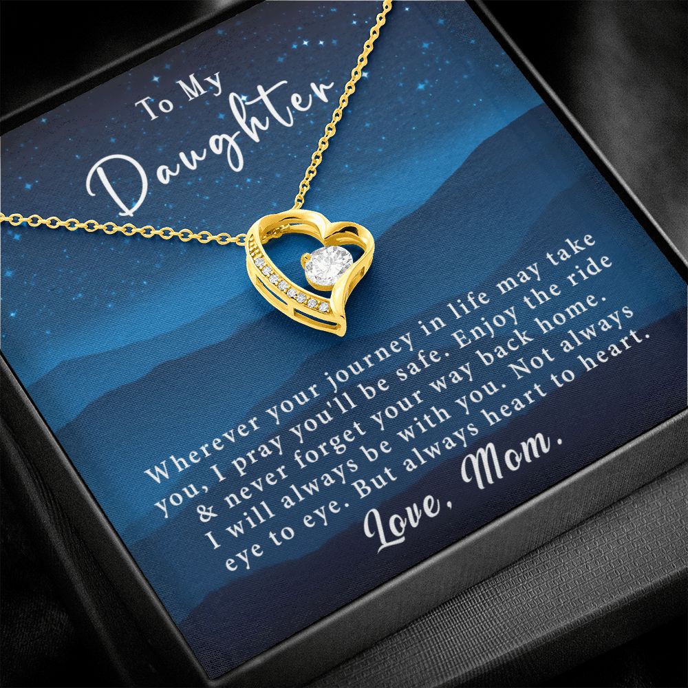 To My Daughter Forever Love Necklace Gift From Mom - Always heart to heart #e219