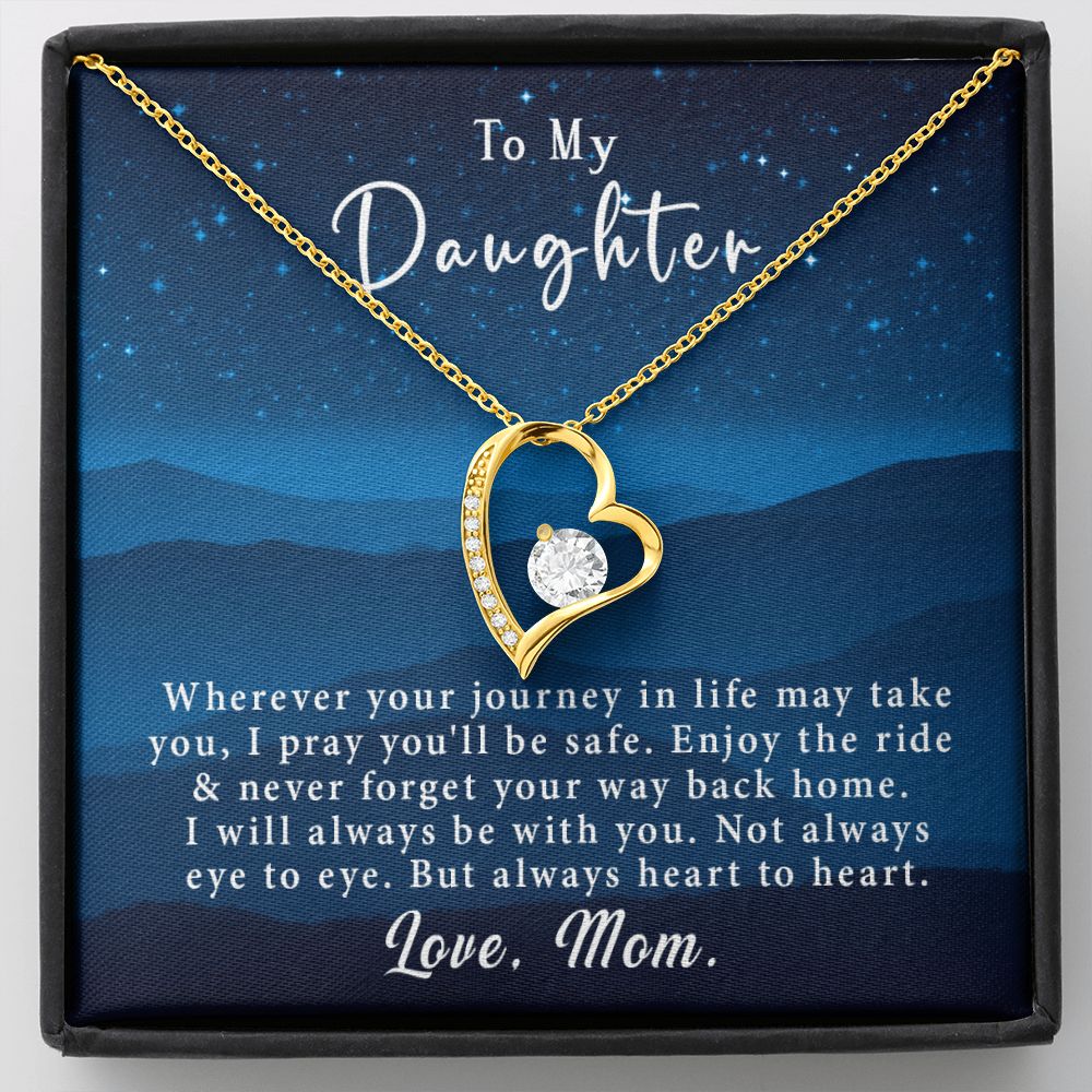 To My Daughter Forever Love Necklace Gift From Mom - Always heart to heart #e219