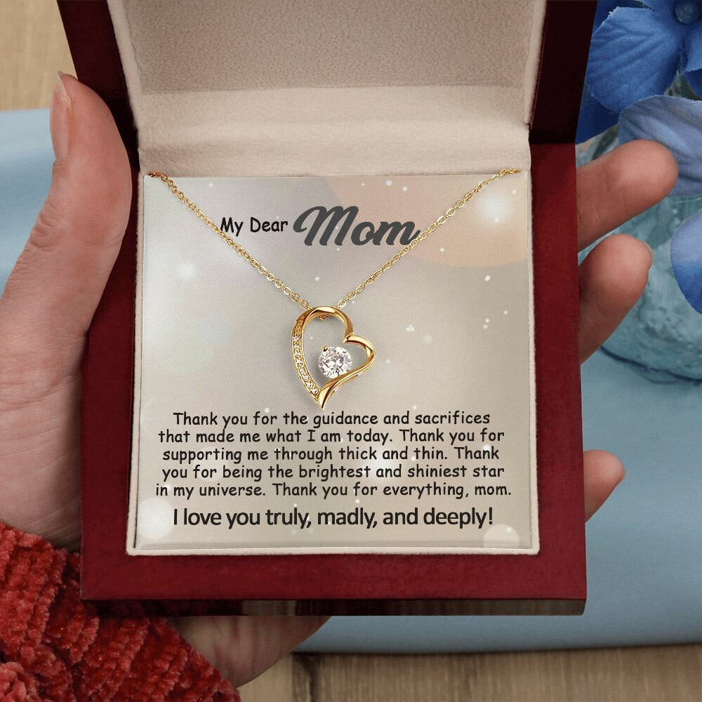 Mom Necklace: To My Mom Presents, Mother's Day Birthday Gift Ideas From Daughter & Son, Poem Message Card Forever Love Pendant Jewelry