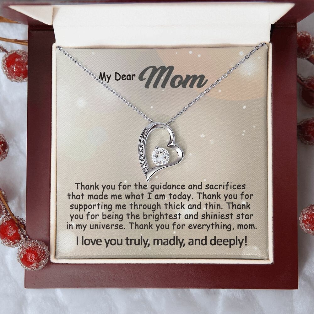 Mom Necklace: To My Mom Presents, Mother's Day Birthday Gift Ideas From Daughter & Son, Poem Message Card Forever Love Pendant Jewelry