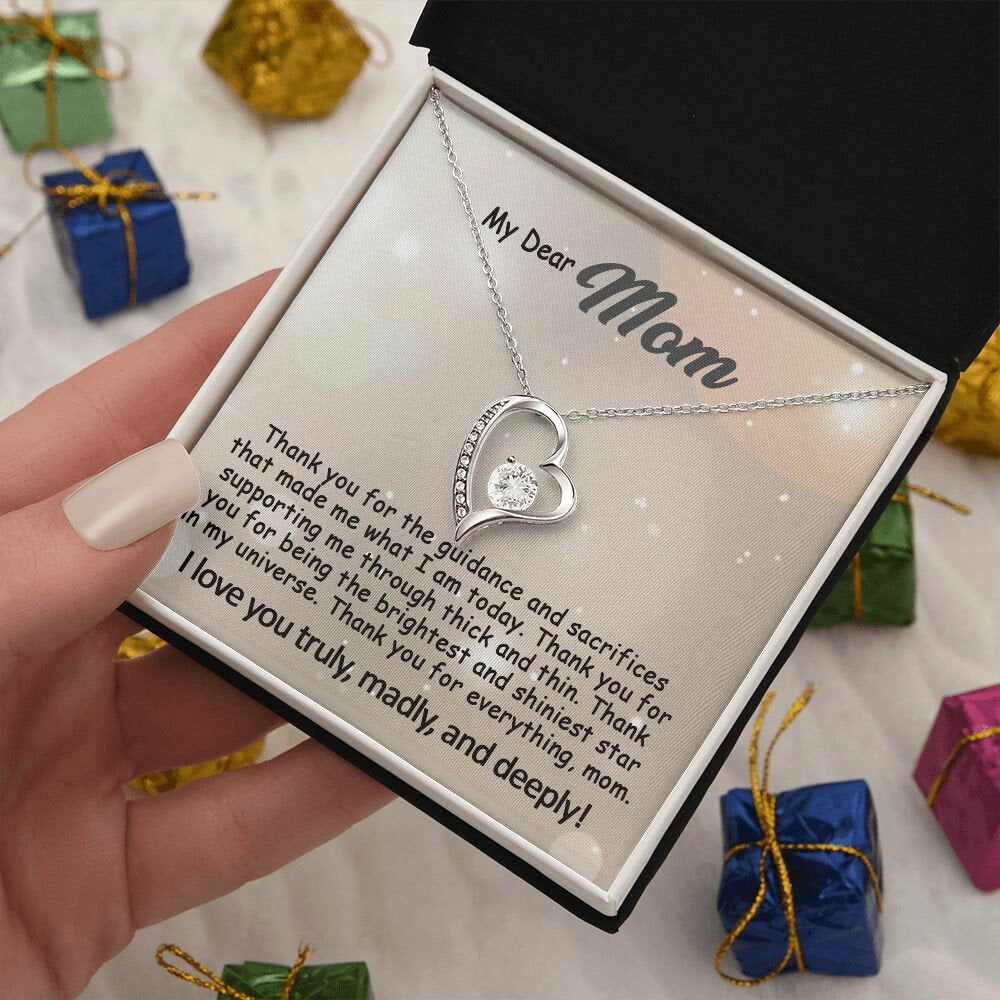 Mom Necklace: To My Mom Presents, Mother's Day Birthday Gift Ideas From Daughter & Son, Poem Message Card Forever Love Pendant Jewelry