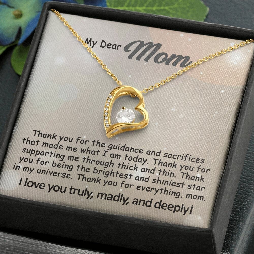 Mom Necklace: To My Mom Presents, Mother's Day Birthday Gift Ideas From Daughter & Son, Poem Message Card Forever Love Pendant Jewelry