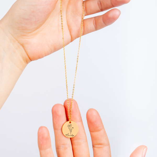 Birth Flower Name Necklace Personalized #e47 - Image 8