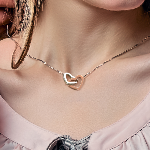 To My Granddaughter Necklace Gift From Grandma, Graduation Birthday Gift Inspirational Message Card Necklace - Interlocking Hearts #e72a - Image 3