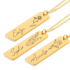 Name Bar Necklace - Name Birth Flower Necklace - Jewelry Inns