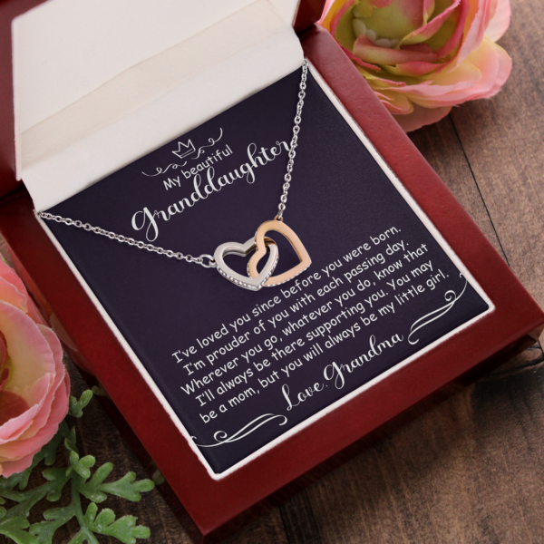 To My Granddaughter - I've loved you since before you were born - Interlocking Heart Necklace #e65 - Image 10