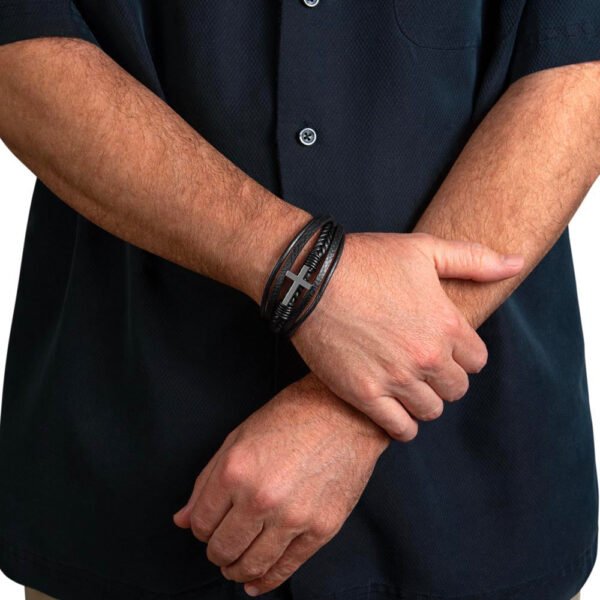 Cross Leather Bracelet Gift For Boyfriend  #e317 - Image 16
