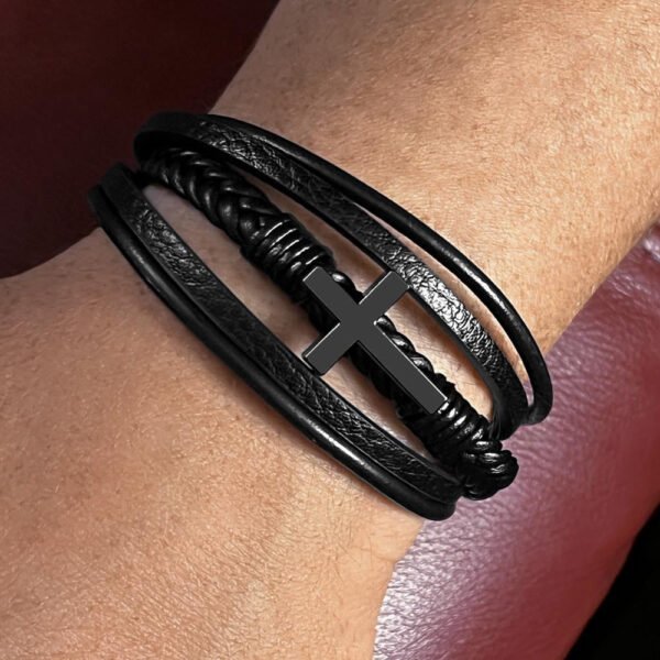 Cross Leather Bracelet Gift For Boyfriend  #e317 - Image 17