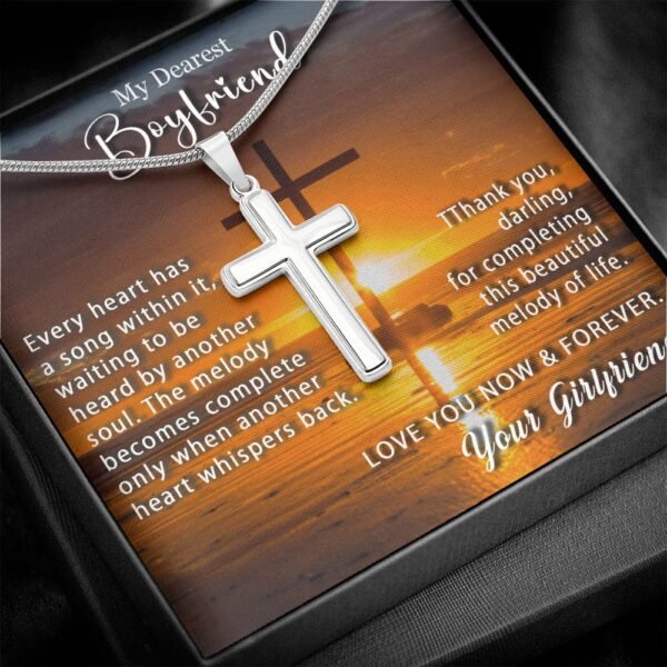 To My Boyfriend Personalized Cross Necklace Snake Chain Style - Beautiful melody of life #e214b - Image 11