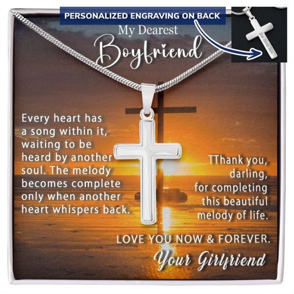 To My Boyfriend Personalized Cross Necklace Snake Chain Style - Beautiful melody of life #e214b - Image 4