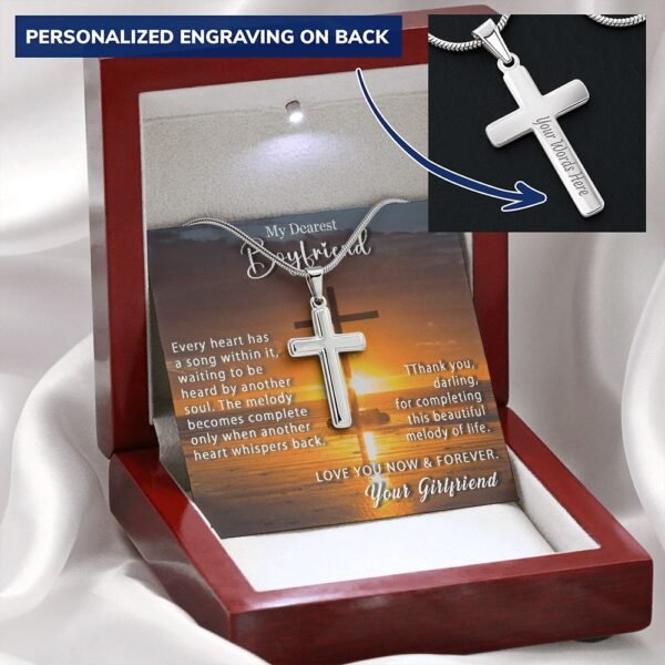 To My Boyfriend Personalized Cross Necklace Snake Chain Style - Beautiful melody of life #e214b - Image 8