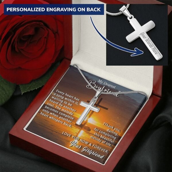 To My Boyfriend Personalized Cross Necklace Snake Chain Style - Beautiful melody of life #e214b - Image 10