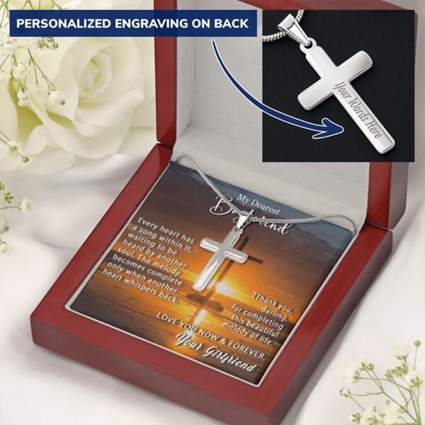 To My Boyfriend Personalized Cross Necklace Snake Chain Style - Beautiful melody of life #e214b - Image 9