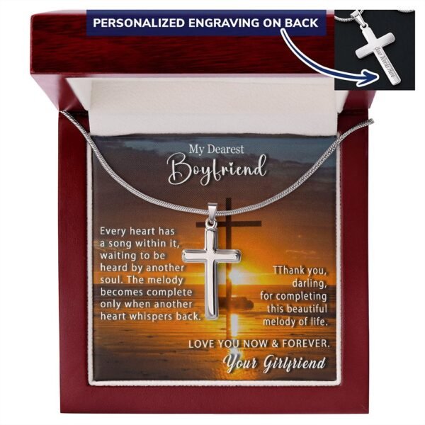 To My Boyfriend Personalized Cross Necklace Snake Chain Style - Beautiful melody of life #e214b - Image 7