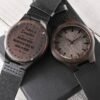The Best Gift For Dad: Personalized Engraved Wood Watch To My Dad Gift on Birthday, Father’s Day, Wedding, Christmas, Custom Message Sandalwood Present For Men.