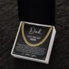 Best Gift Ideas For Father: Men K Gold Cuban Link Chain Necklace Gift For Dad, Father's Day Birthday Christmas Papa Gift Idea Message Card Jewelry From Daughter And Son