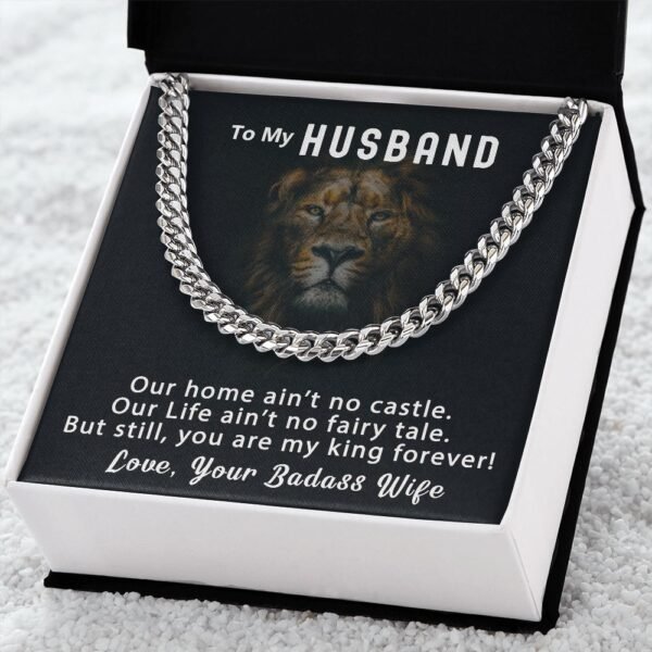 Personalized To My Husband Cuban Link Chain 5mm Necklace - You are my king #e95 - Image 3