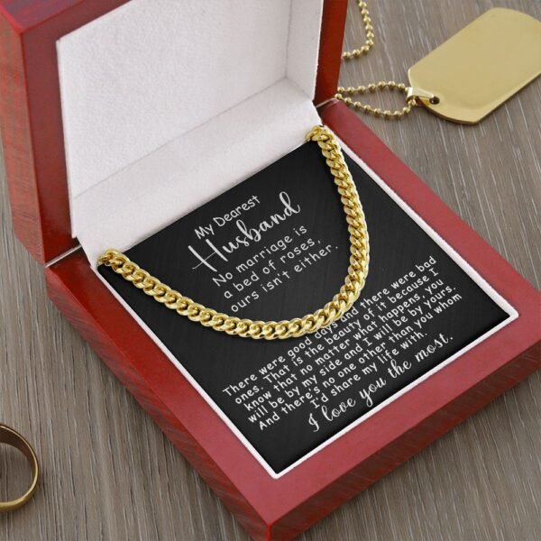 Personalized To My Husband Cuban Link Chain 5mm Necklace - No marriage is a bed of roses #e190 - Image 8
