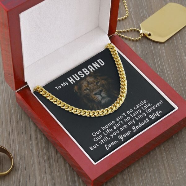 Personalized To My Husband Cuban Link Chain 5mm Necklace - You are my king #e95 - Image 8