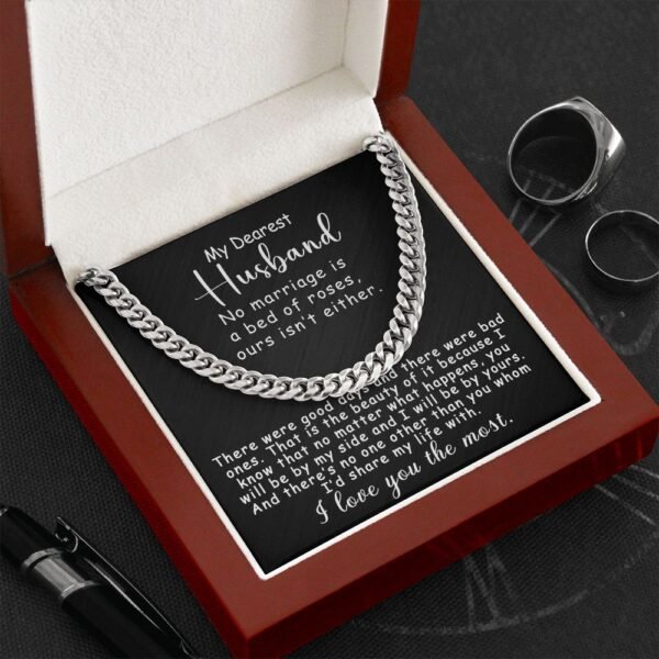 Personalized To My Husband Cuban Link Chain 5mm Necklace - No marriage is a bed of roses #e190 - Image 11