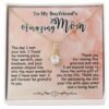 Gifts for Boyfriend's Mom: To My Boyfriend's Mom Necklace, Mother's Day & Birthday Ideas, Message Card Alluring Beauty Present For BF’s Mother. Matched with a thoughtful message card.